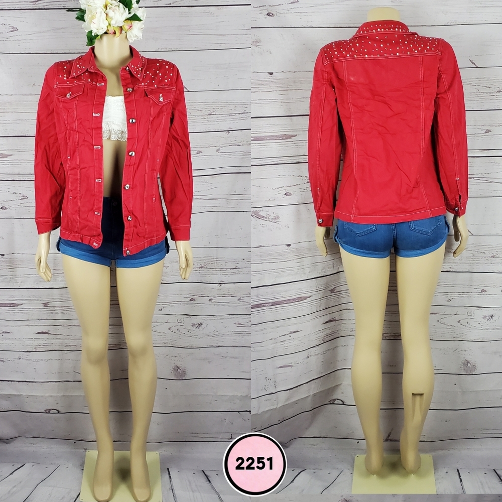 quacker factory xs red jean jacket - Picture 1 of 7
